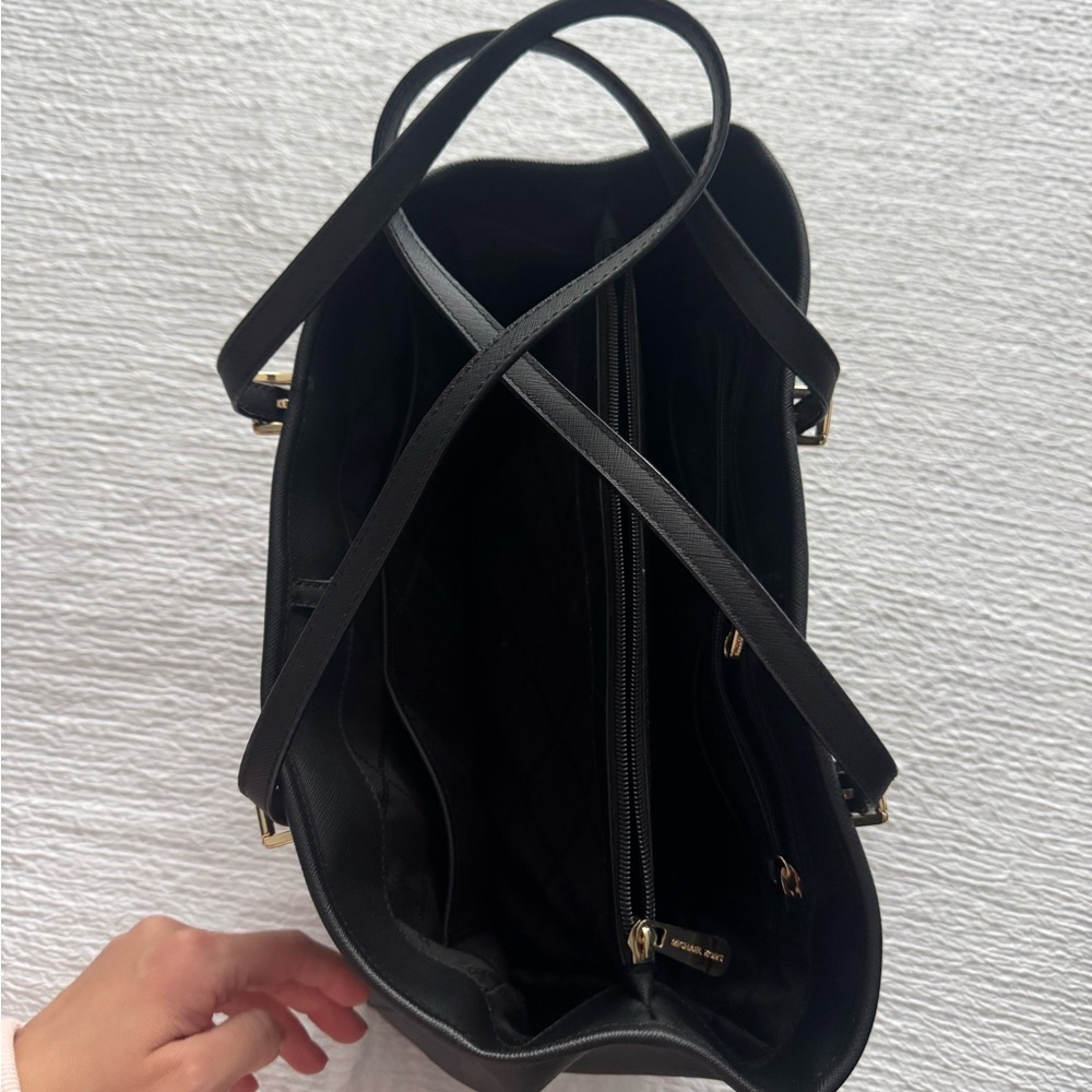 Michael Kors Black Leather Tote with Gold Hardware - Picture 6 of 10